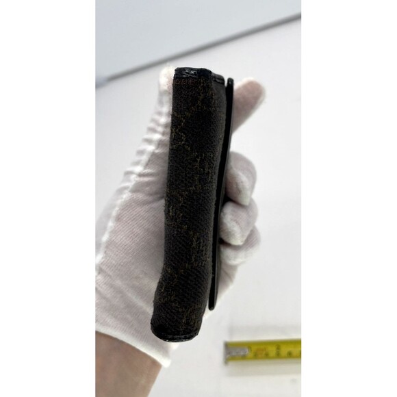 GUCCI Horse Bit clasp GG Logo Brown Canvas Leather trim Bifold Wallet Italy made - Picture 13 of 16